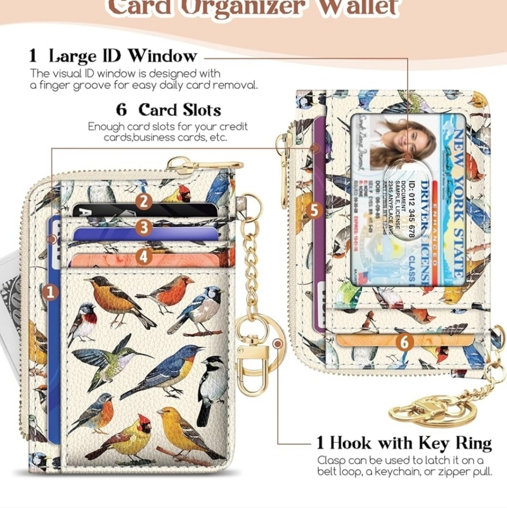 Bird Print Card Organizer Wallet